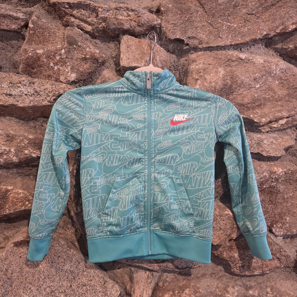 Nike Teal All-Over Logo Zip-Up Jacket for Kids